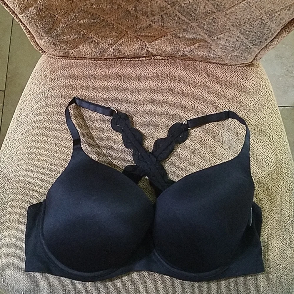 aerie Black Lace-Back T-Shirt Bra